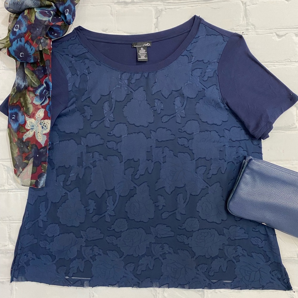 Navy Blue Work Top - Picture 3 of 9